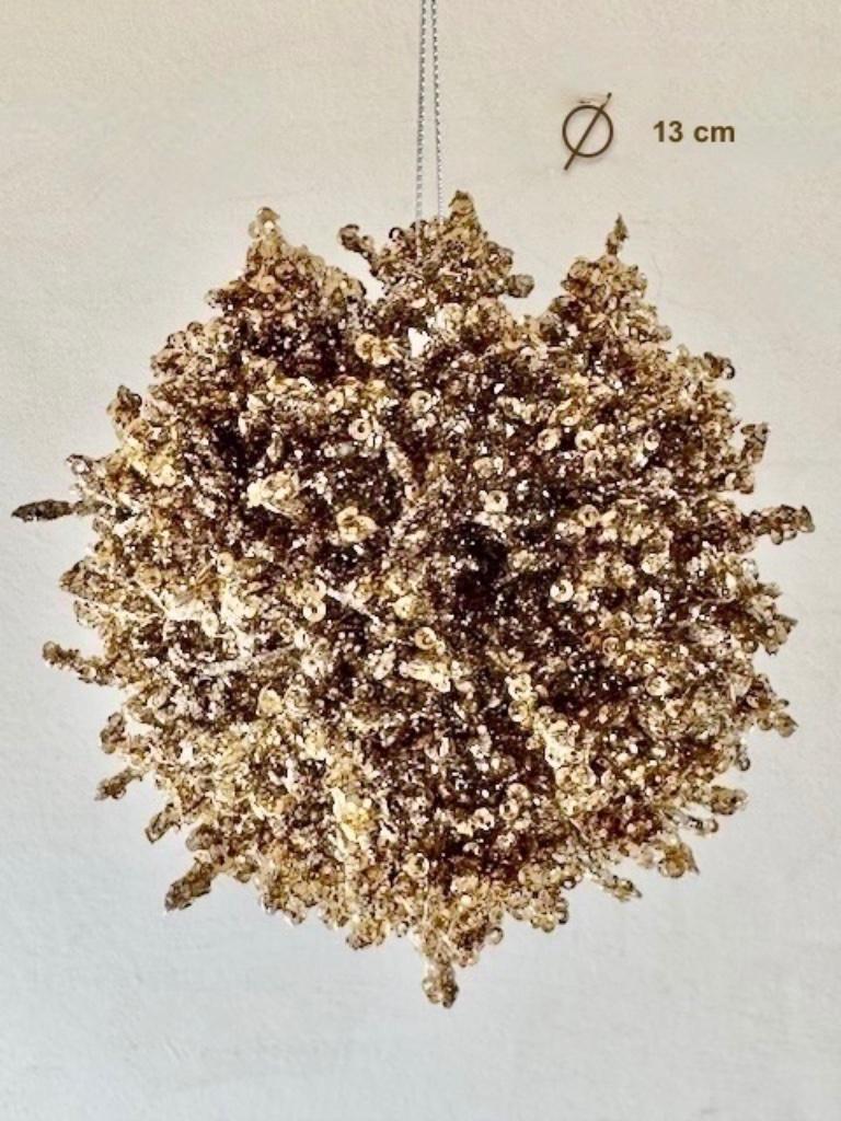 Boule de Noël dorée « corail à paillettes » (neuve), Divers, Noël, Neuf, Enlèvement ou Envoi