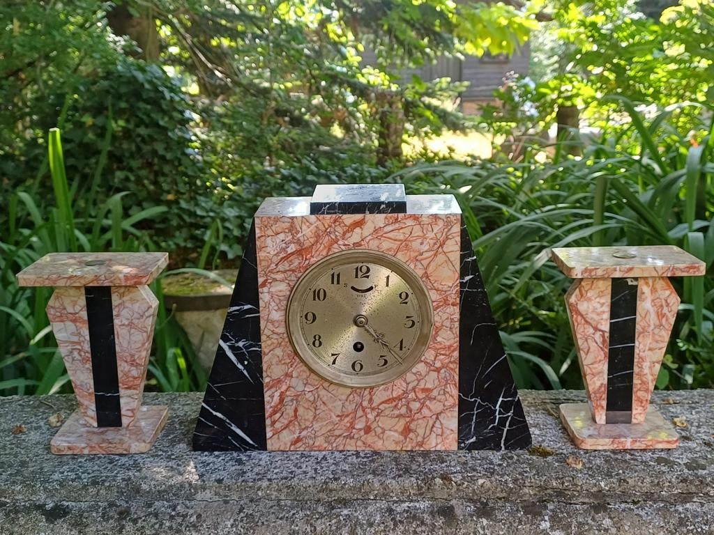 Horloge art déco française à 2 colonnes en état de marche, Antiquités & Art, Antiquités | Horloges, Enlèvement ou Envoi