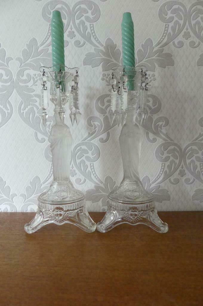 2 Glazen kandelaars, Ophalen of Verzenden