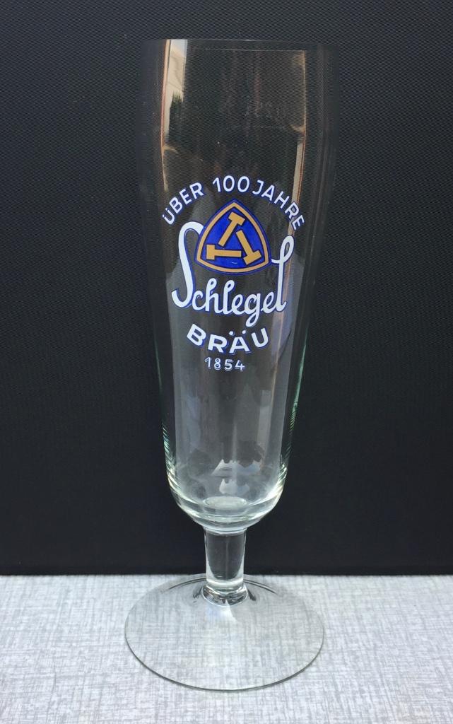 Bierglas Schlegel Bräu 1854, ultra ! dun glas, Verzamelen, Ophalen of Verzenden, Zo goed als nieuw, Glas of Glazen, Overige merken