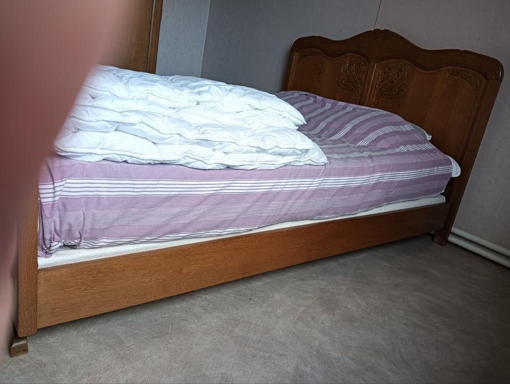 Houten bed 2 personen, Ophalen, 210 cm