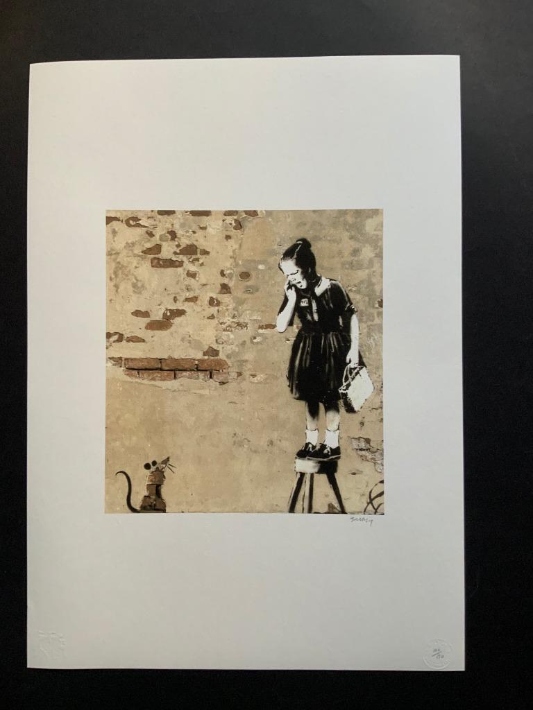 BANKSY EXTRA GROOT genummerd met stempel, Antiek en Kunst, Kunst | Litho's en Zeefdrukken, Ophalen of Verzenden