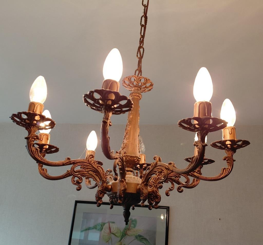 Mooie  messing bronzen kroonluchter, Huis en Inrichting, Ophalen of Verzenden, Gebruikt