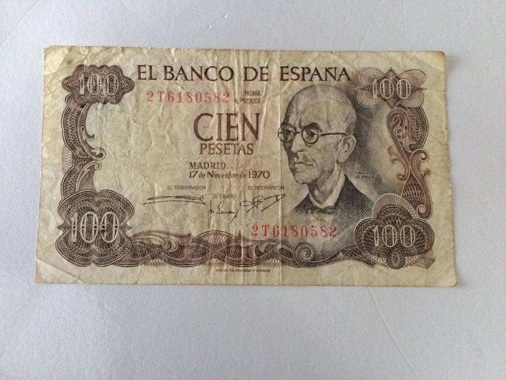 1 biljet van 100 peseta’s Spanje 1970, Enlèvement ou Envoi, Billets en vrac