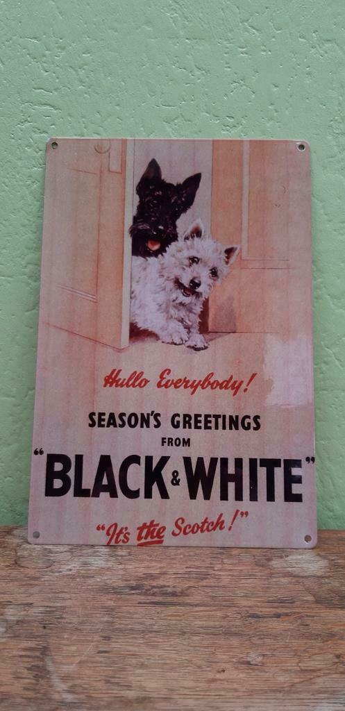 Metalen reclamebord Black & White whisky, Verzamelen, Ophalen of Verzenden, Nieuw, Reclamebord