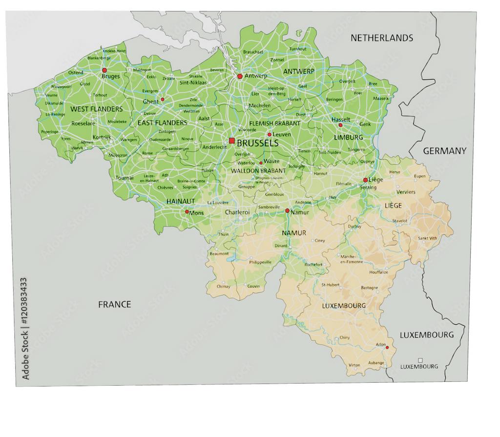 Geografische kaart van België, muurposter, Verzamelen, Posters, Ophalen of Verzenden, Nieuw, Deurposter of groter, Vierkant