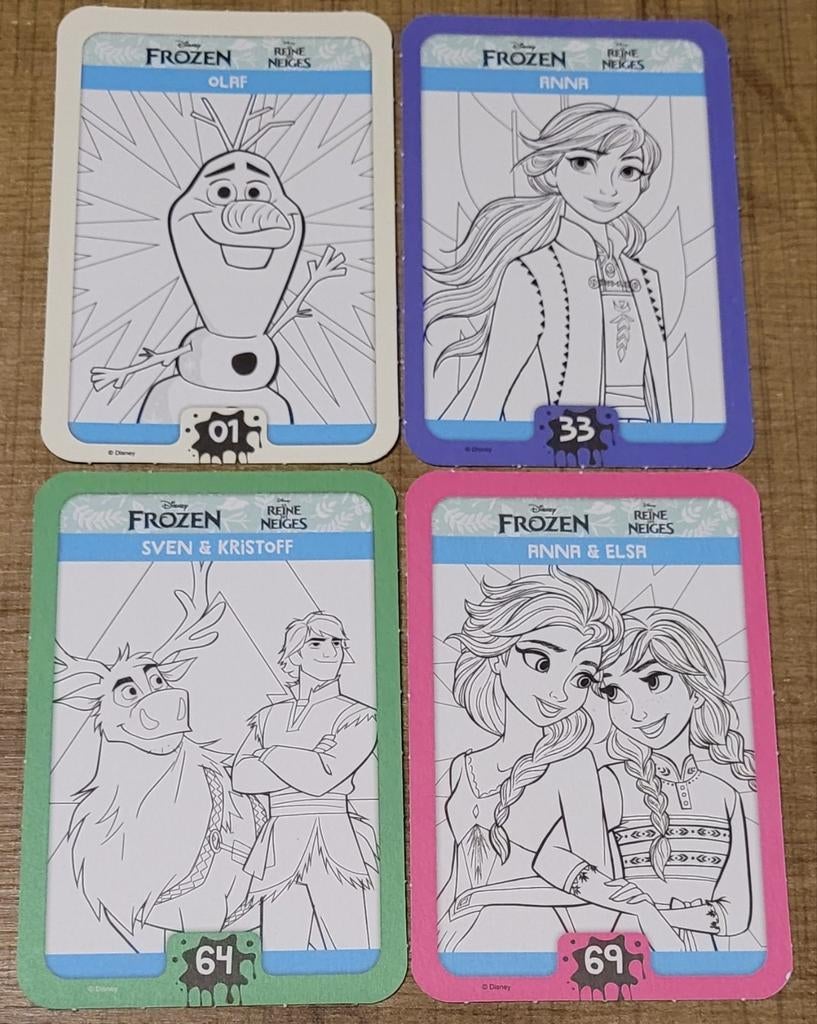 Frozen: 4 verzamelkaarten Disney Colour Magic, Verzamelen, Ophalen of Verzenden, Zo goed als nieuw, Film, Foto of Kaart