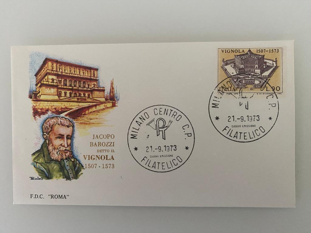 Timbre Enveloppe Premier Jour Italie JACOPO BAROZZI IL VIGNO, Timbres & Monnaies, Timbres | Europe | Italie, Affranchi, Enlèvement ou Envoi