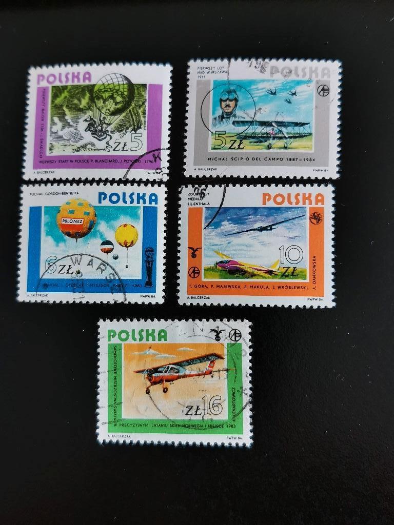 Pologne 1984 - histoire de l'aviation, montgolfières, avions, Enlèvement ou Envoi, Pologne, Affranchi