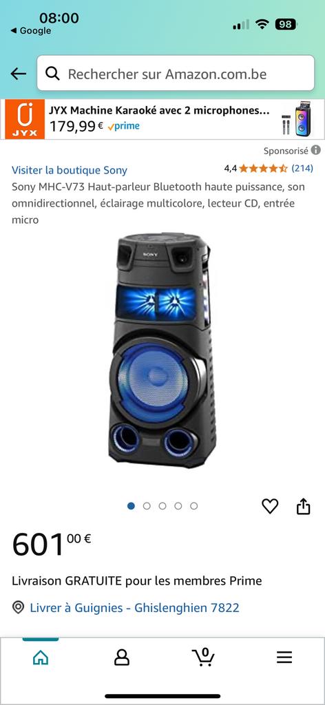 Enceinte Sony MHC-V73, TV, Hi-fi & Vidéo, Enlèvement, Neuf