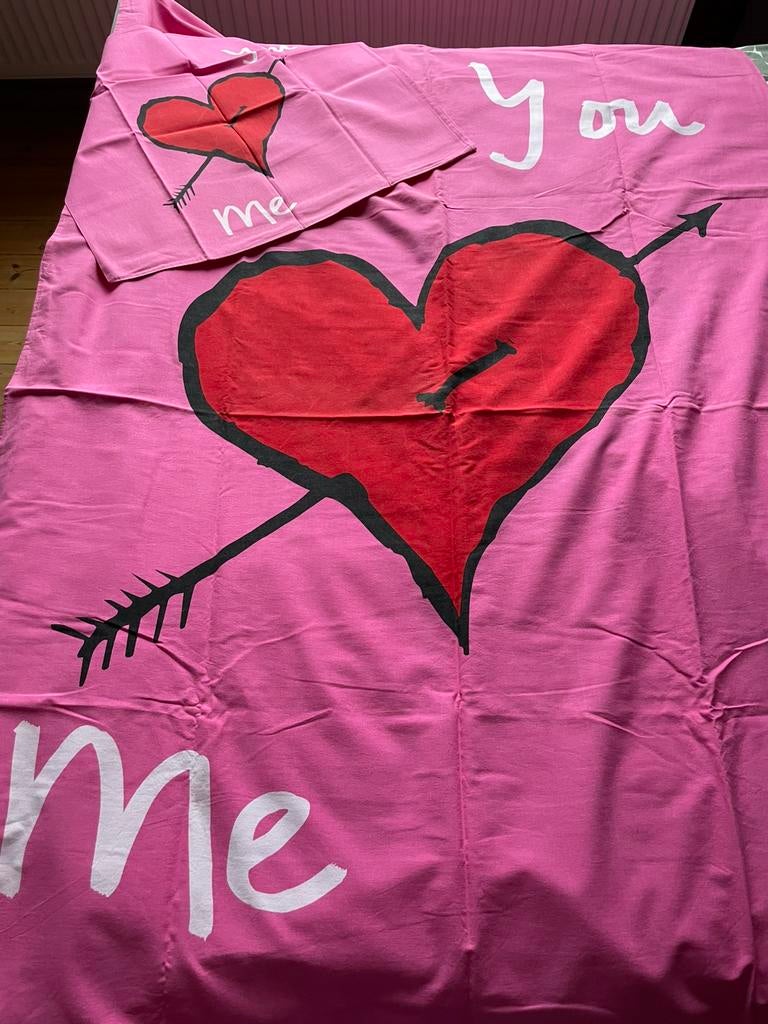 Housse de couette et taie rose, Enlèvement, Comme neuf