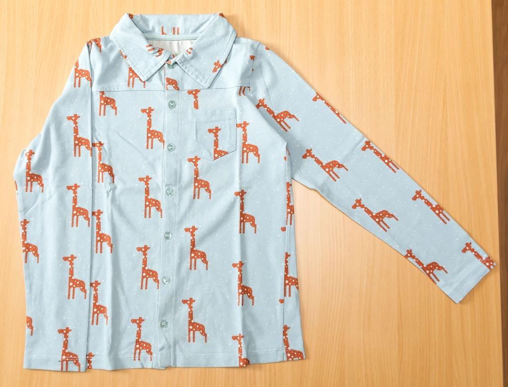 Lichtblauw hemd met giraffen, Lilly Balou, mt 140, Gebruikt, Lily Balou, Overhemd of Blouse, Ophalen of Verzenden