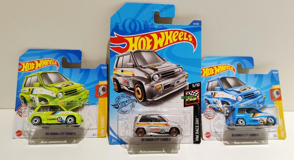 Lot 3x Hot Wheels '85 Honda City Turbo II (2018 en 2x 2022), Enlèvement ou Envoi