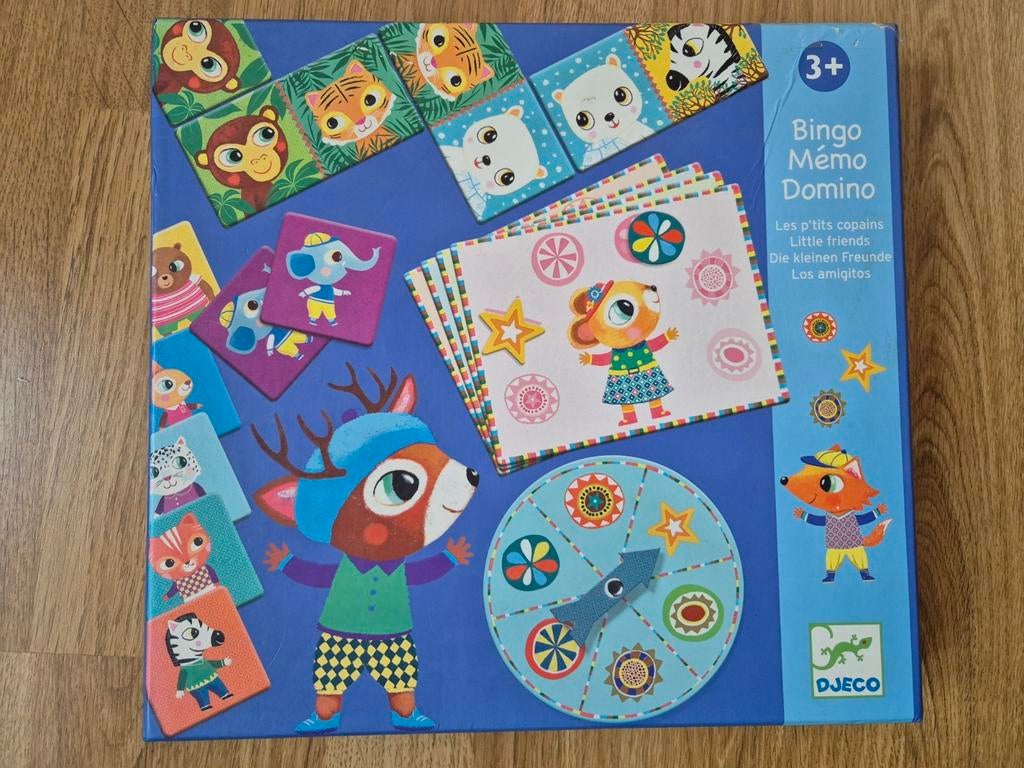 Djeco 3-in-1 Bingo Mémo Domino Les p'tits copains, Enlèvement ou Envoi, Comme neuf