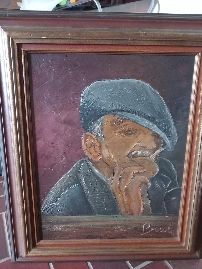 Schilderij man met pijp Lucie Brulin, Antiek en Kunst, Ophalen