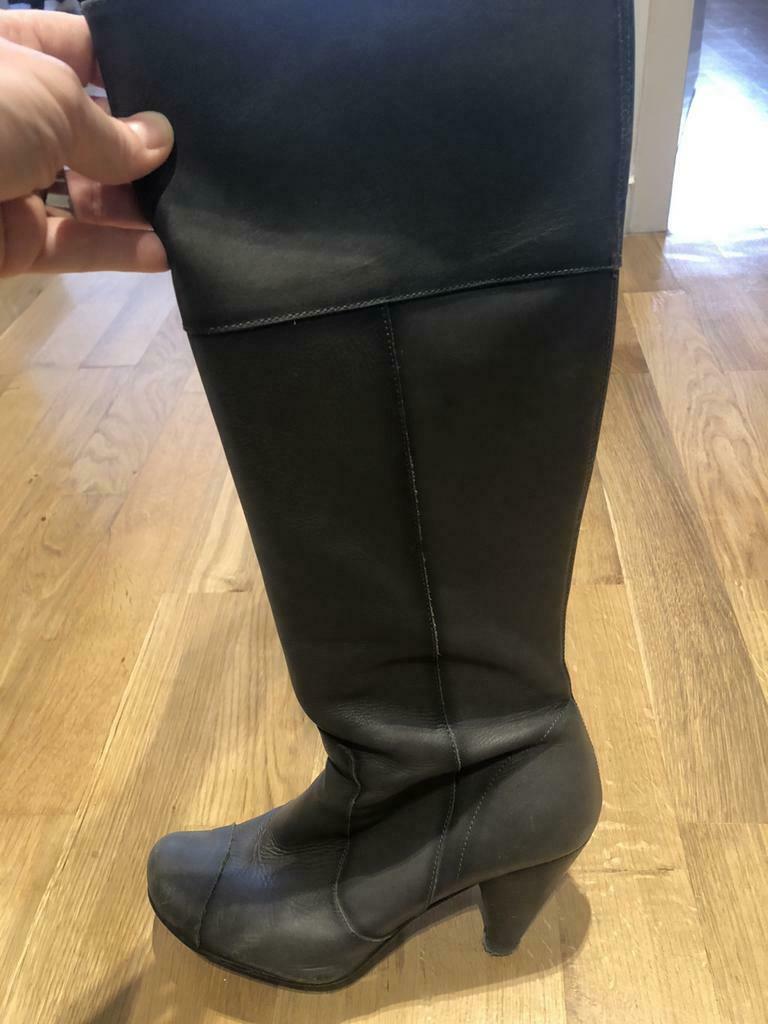 Grijze vintage leren laarzen maat 37, Grijs, Gedragen, Hoge laarzen, Autre