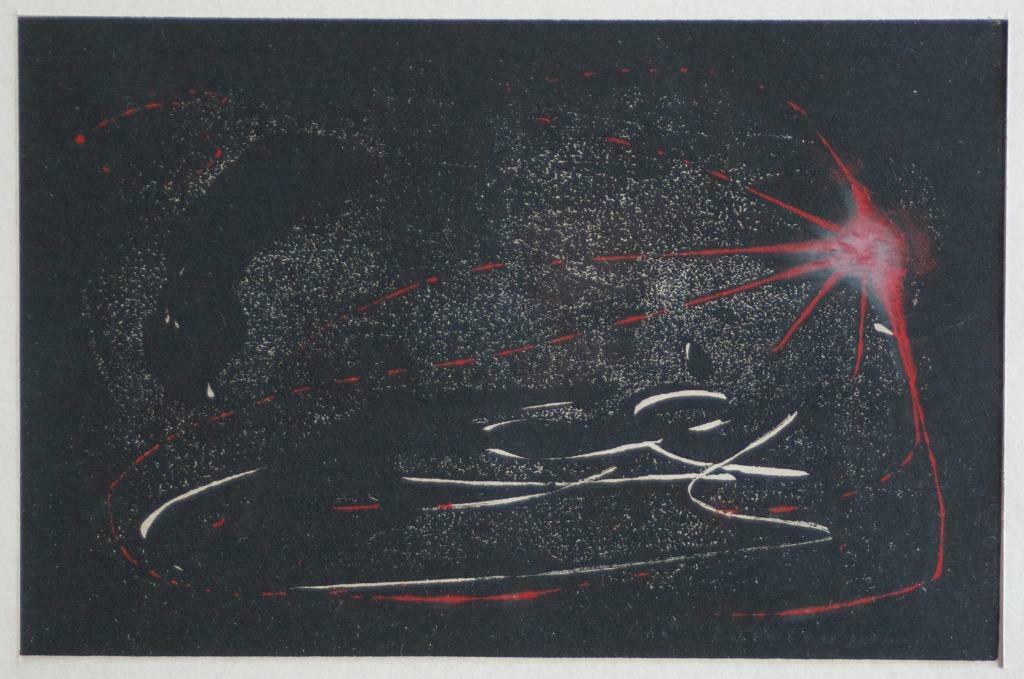 gouache op papier Vic Estercam (1920-1994) Compositie G-58, Ophalen of Verzenden