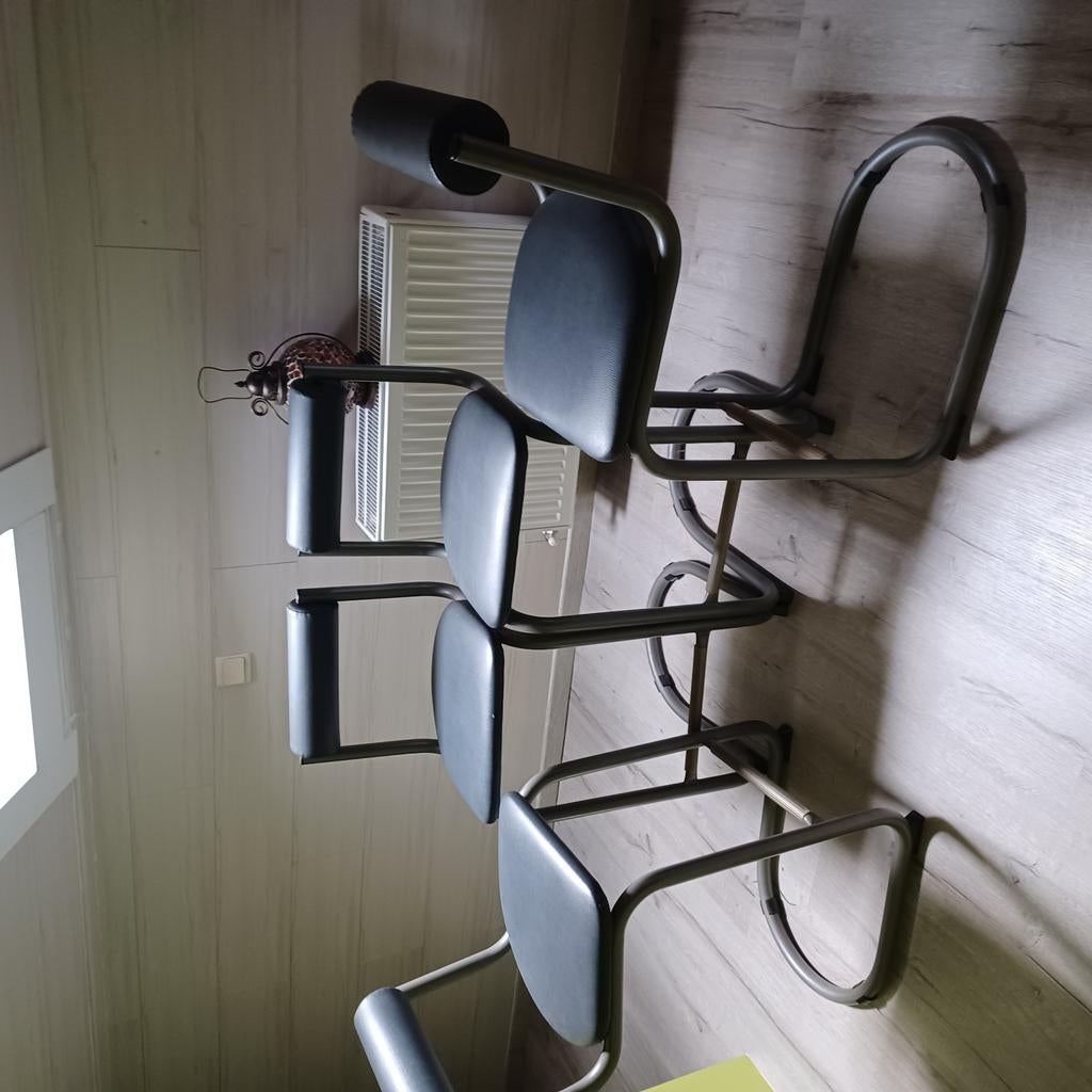 tabourets de bar en cuir bleu/gris, hauteur 93 cm, hauteur a, Enlèvement, Comme neuf