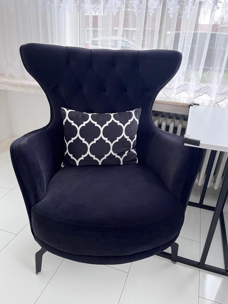 Set van 2 stijlvolle zwarte fauteuils – zeer mooie staat, Ophalen, Eenpersoons, Zo goed als nieuw, Stof