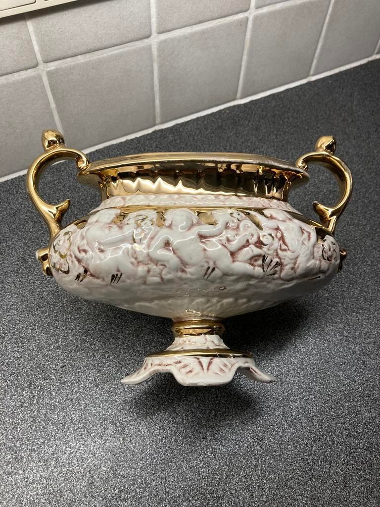 Prachtige vintage Italiaans porseleinen schaal of potpourri,, Antiek en Kunst, Ophalen of Verzenden