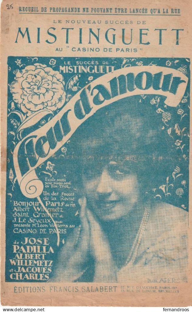 FLEUR D AMOUR MISTINGUETT PARTITION MUSICALE, Enlèvement ou Envoi, Utilisé, Thème
