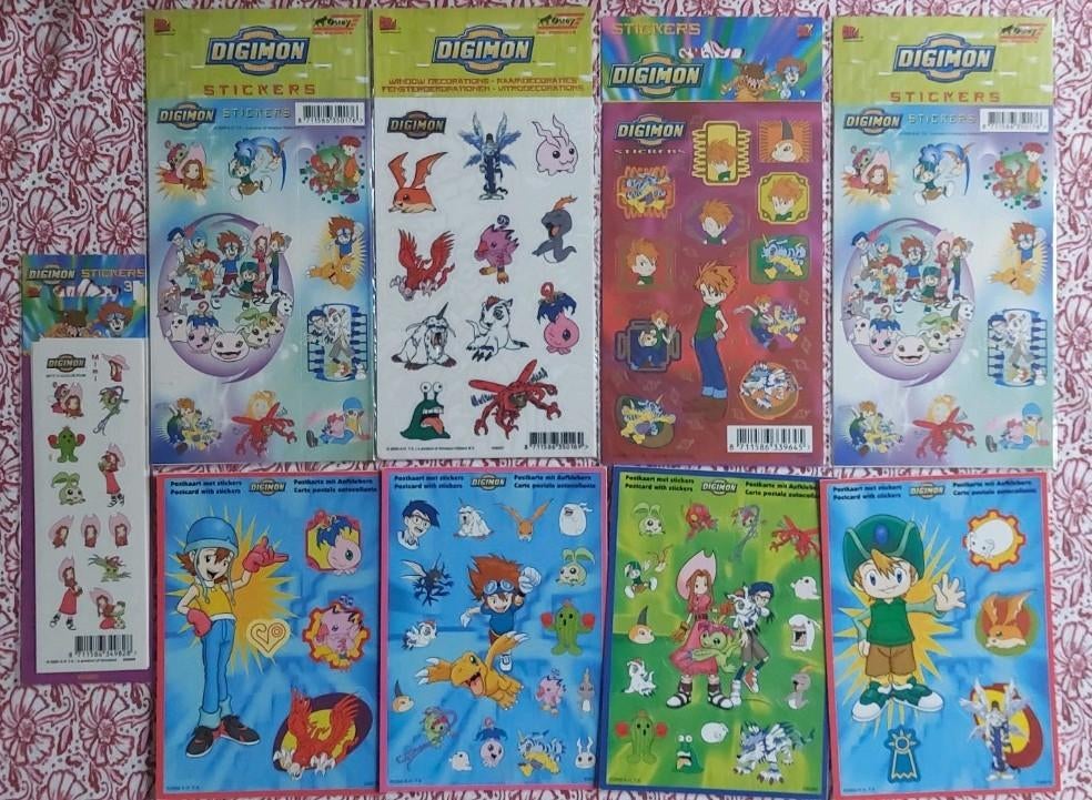 9 sets autocollants Digimon neufs, Enlèvement ou Envoi, Neuf, Bande dessinée ou Dessin animé