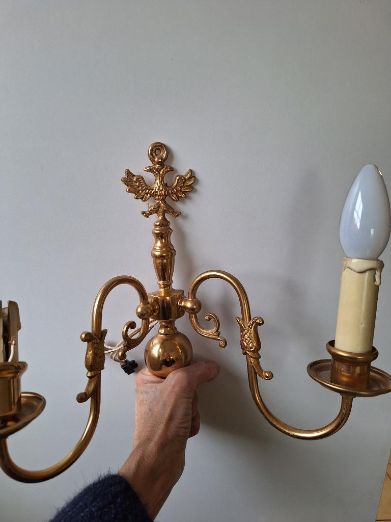 vintage wandlamp messing, Ophalen, Gebruikt, Metaal