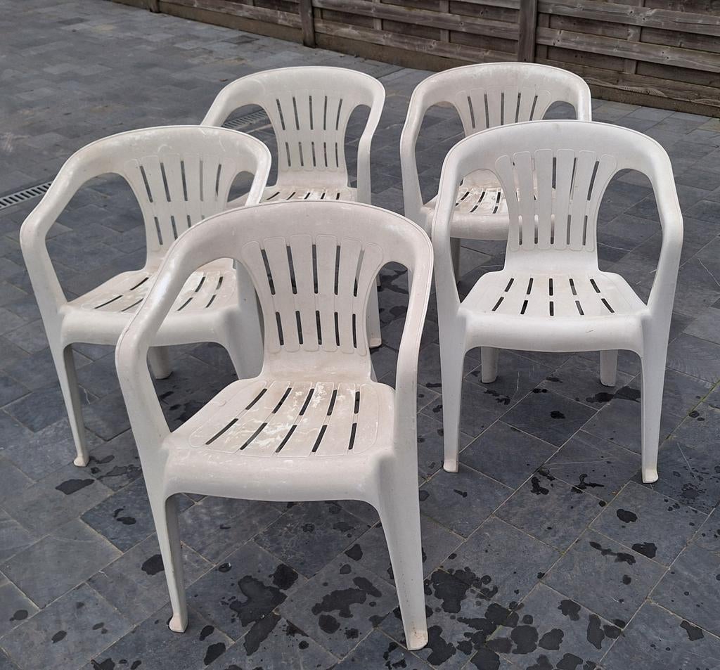 5 bevuilde tuinstoelen, ideaal voor op bouwwerf, Ophalen, Gebruikt