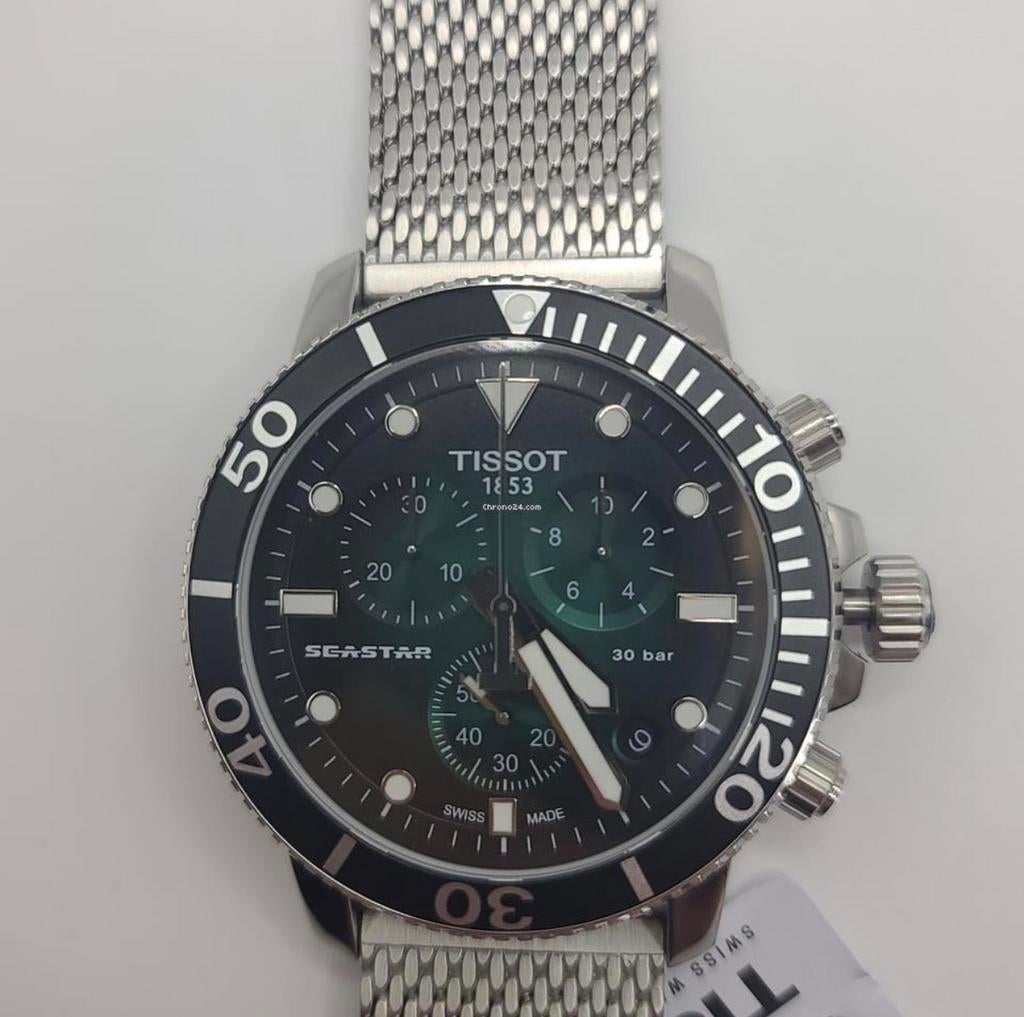 Tissot Seastar 1000 Chronograph vert/noir 45,5 mm – NEUF, Autres marques, Acier, Acier, Envoi