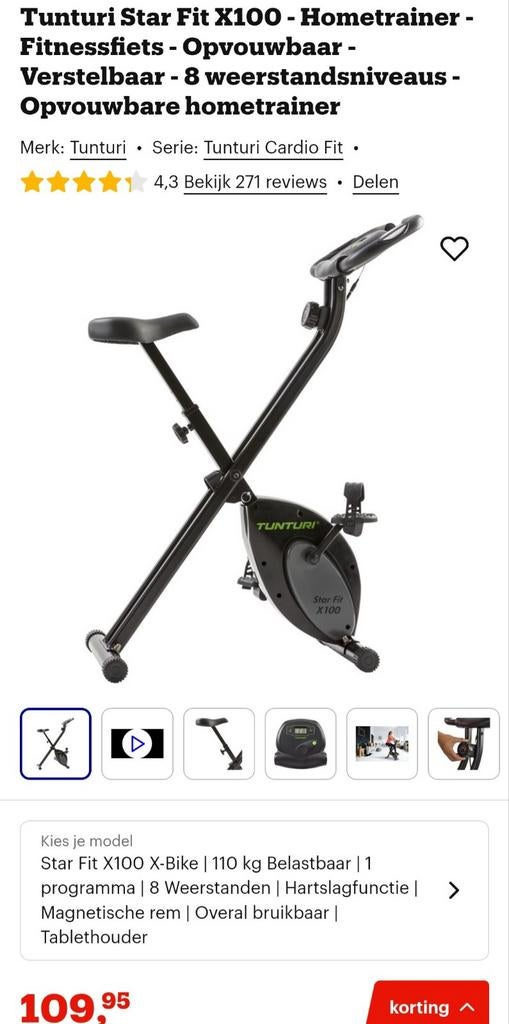 Tunturi opvouwbare hometrainer, Ophalen, Hometrainer