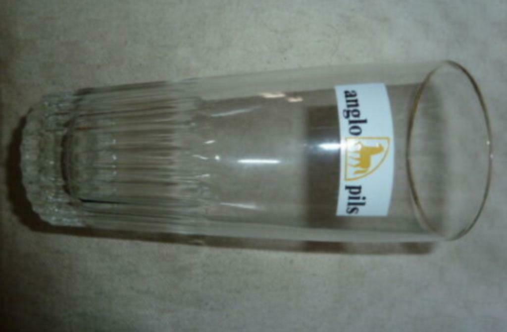 #L Bier glas ANGLO PILS " ribbelglas" Brij Anglo Belge Zulte, Verzamelen, Glas en Drinkglazen, Gebruikt, Bierglas, Ophalen of Verzenden