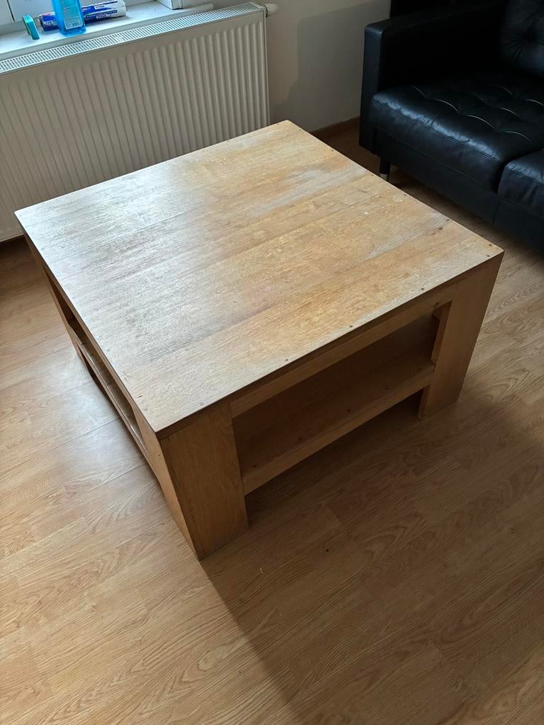 Massief eiken salontafel, Huis en Inrichting, Ophalen, Zo goed als nieuw