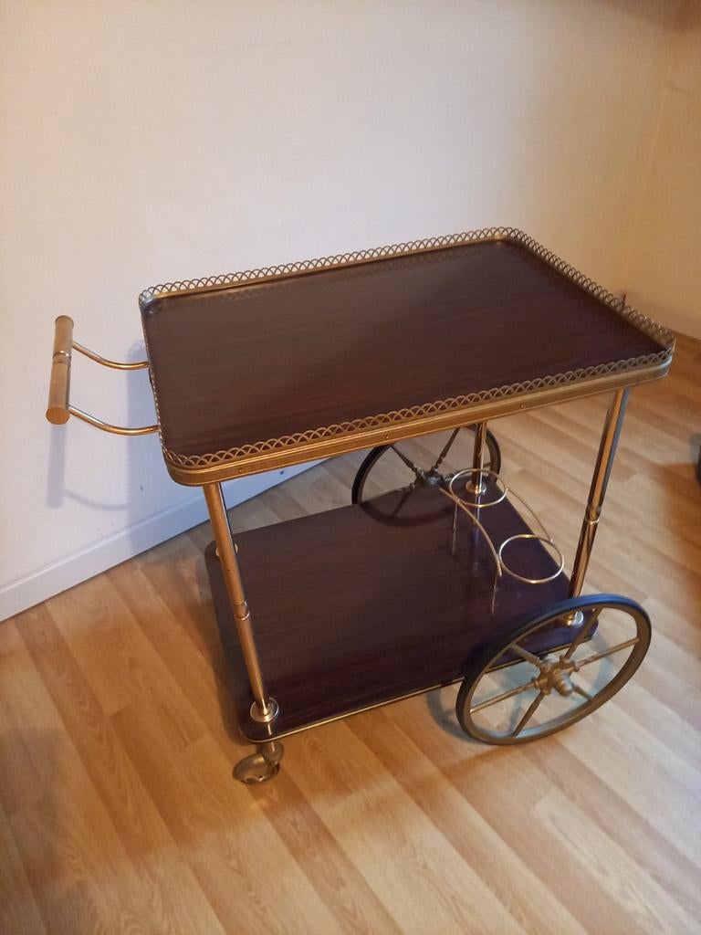 Vintage luxe serveerwagen (gefineerd hout), Ophalen, Zo goed als nieuw
