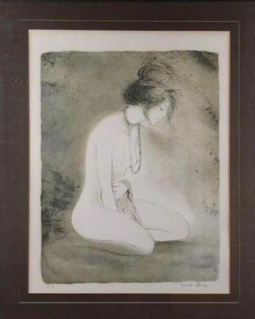 Magnifique lithographie d’une jeune femme nue