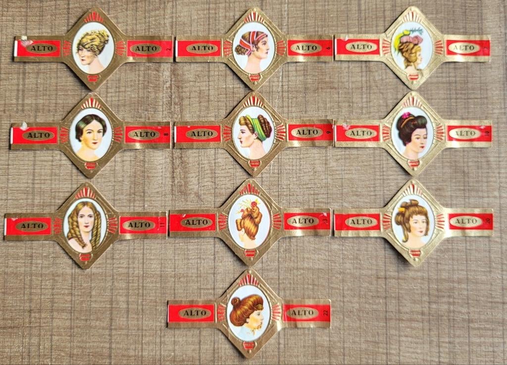 10 oude sigarenbandjes: Haartooien, Ophalen of Verzenden, Gebruikt, Sigarenbandjes