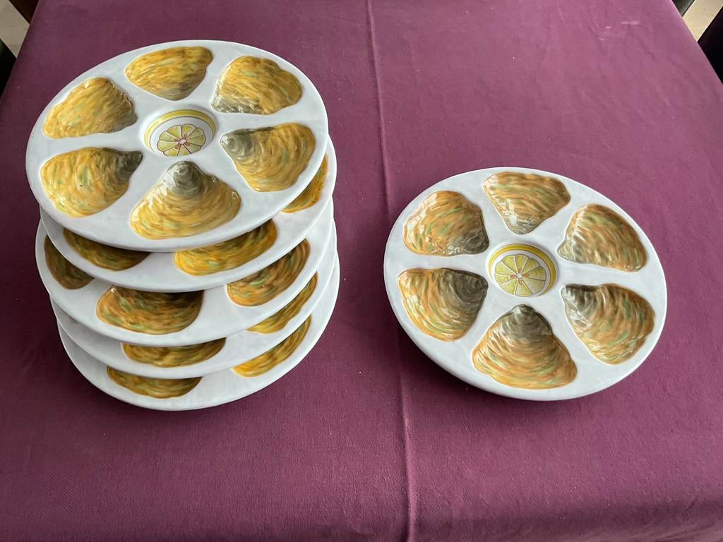 6 oesterborden, Huis en Inrichting, Keuken | Servies, Ophalen, Zo goed als nieuw
