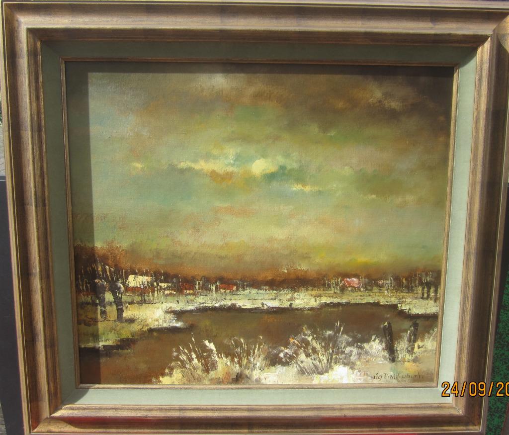 "Winterzicht" - Lea Vanderstraeten, Antiek en Kunst, Kunst | Schilderijen | Klassiek, Ophalen