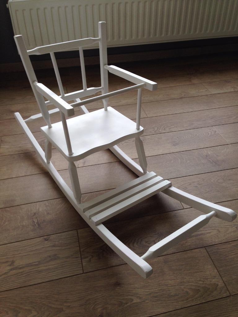 Witte houten schommelstoel, Kinderen en Baby's, Ophalen, Gebruikt, Jongen of Meisje
