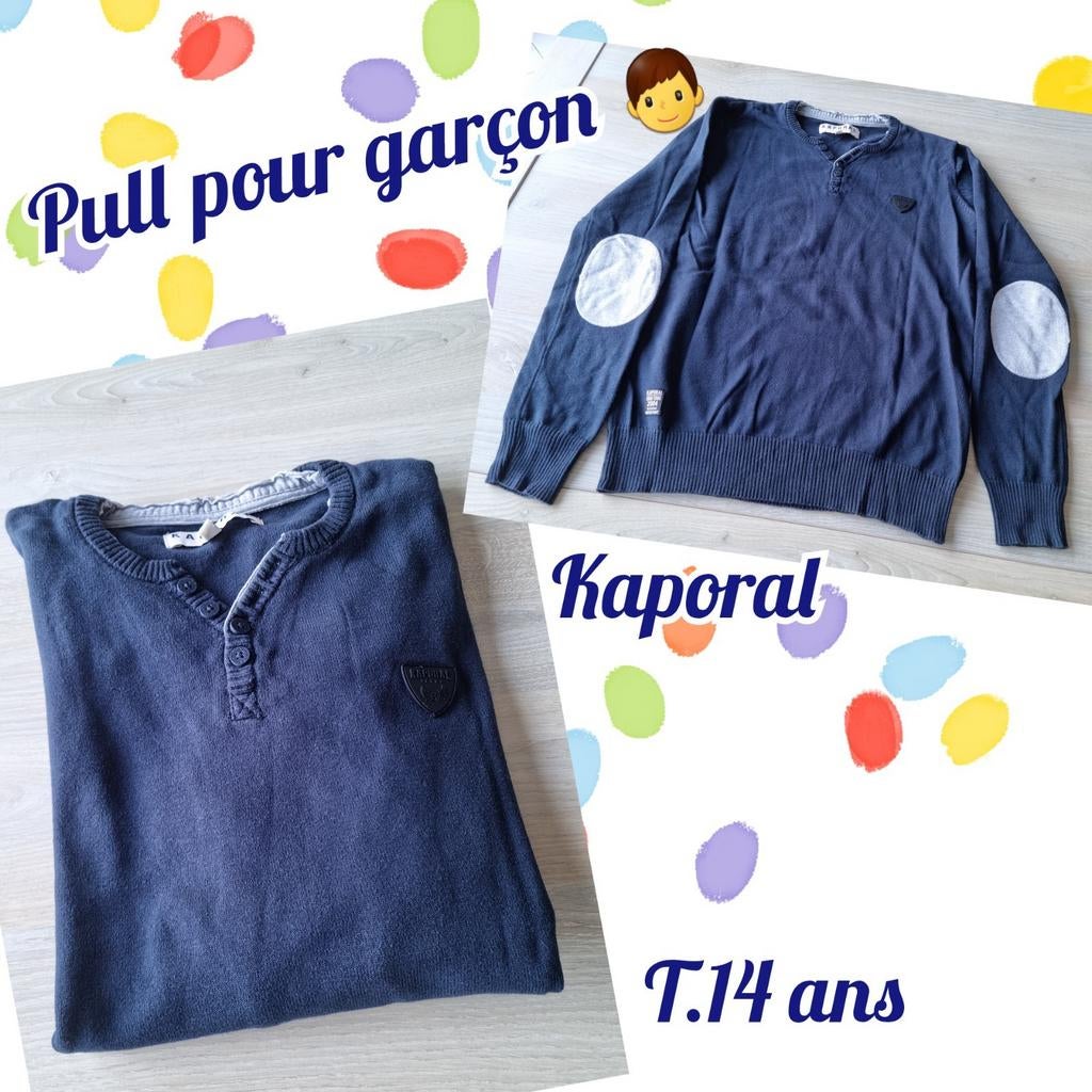 Pull ML pour garçon -bleu-Kaporal-T.14 ans, Gebruikt, Trui of Vest, Ophalen of Verzenden, Kaporal