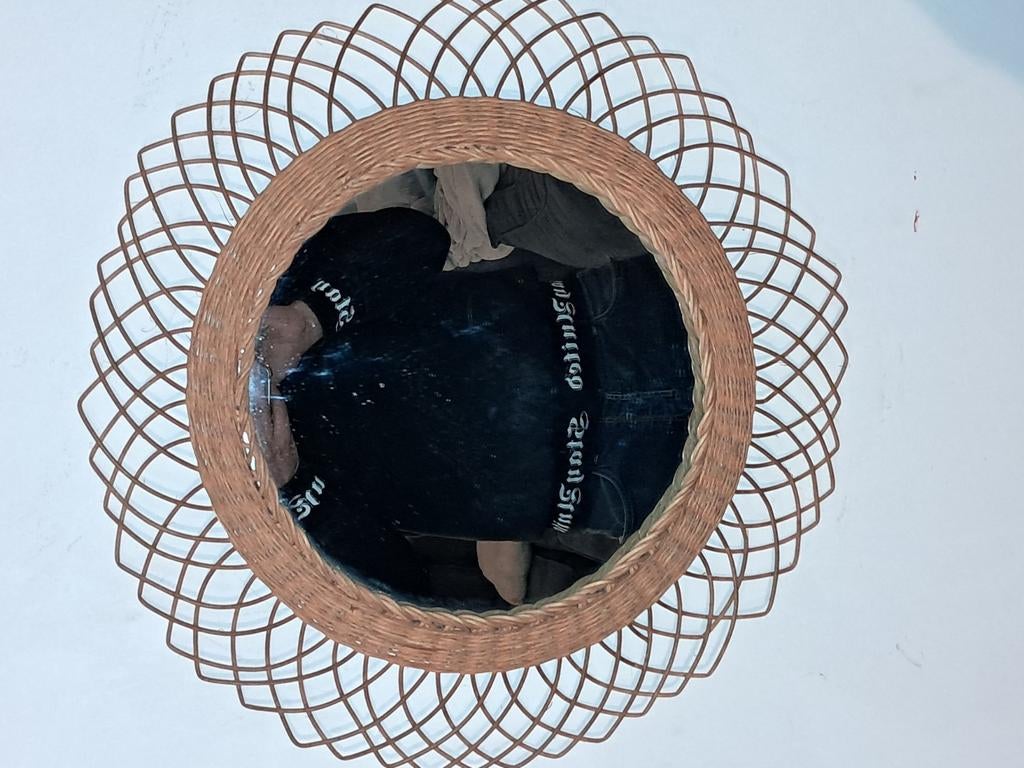 spiegel van geweven rotan, Antiek en Kunst, Ophalen of Verzenden