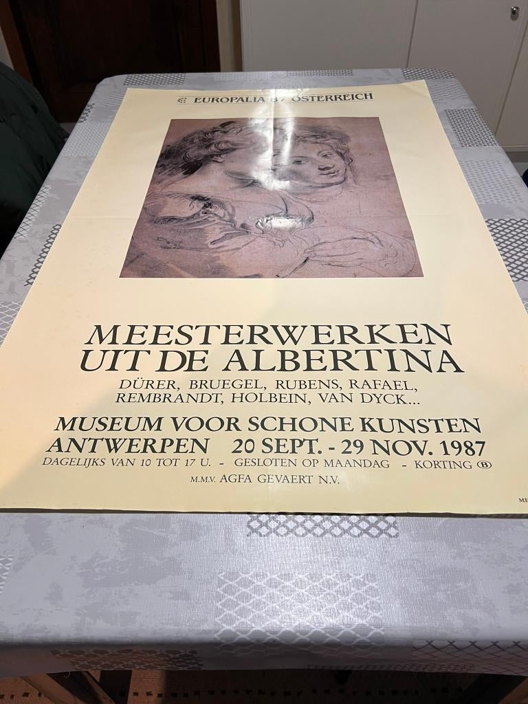 Vintage Poster Europalia 87 Osterreich: Meesterwerken uit de, Deurposter of groter, Ophalen of Verzenden, Overige onderwerpen