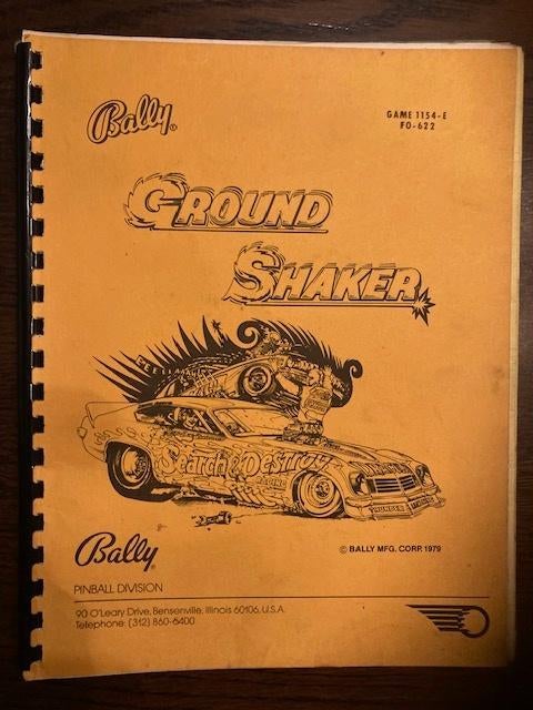 BALLY GROUND SHAKER MANUAL WITH SCHEMATICS, Verzamelen, Elektronisch, Bally, Ophalen of Verzenden, Zo goed als nieuw