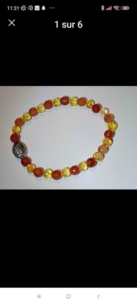 Bracelet élastique avec citrine et cornaline, Enlèvement ou Envoi, Neuf, Élastique