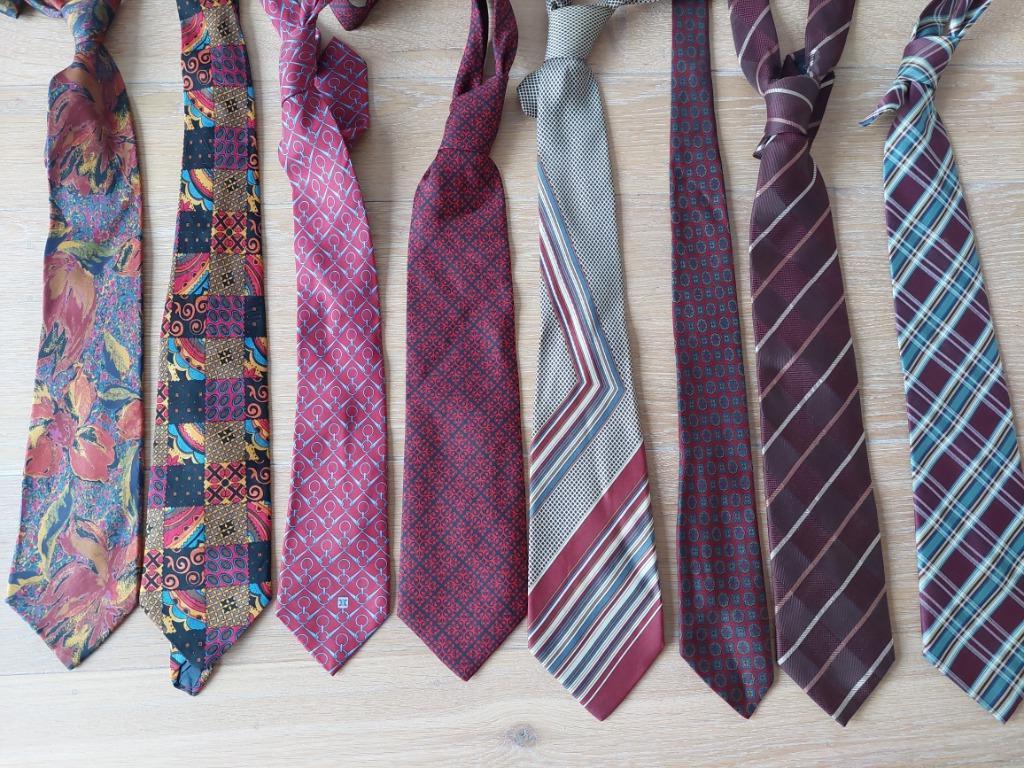 Assortiment merk stropdassen rood/bordeaux/paars, Balmain, Ophalen of Verzenden, Met patroon, Gedragen