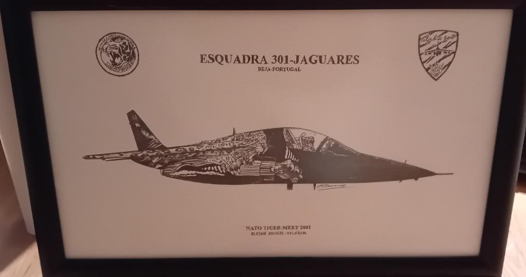 Tekening Alpha Jet Portugese Luchtmacht Tiger Meet 2001 KB., Ophalen, Zo goed als nieuw, Kaart, Foto of Prent
