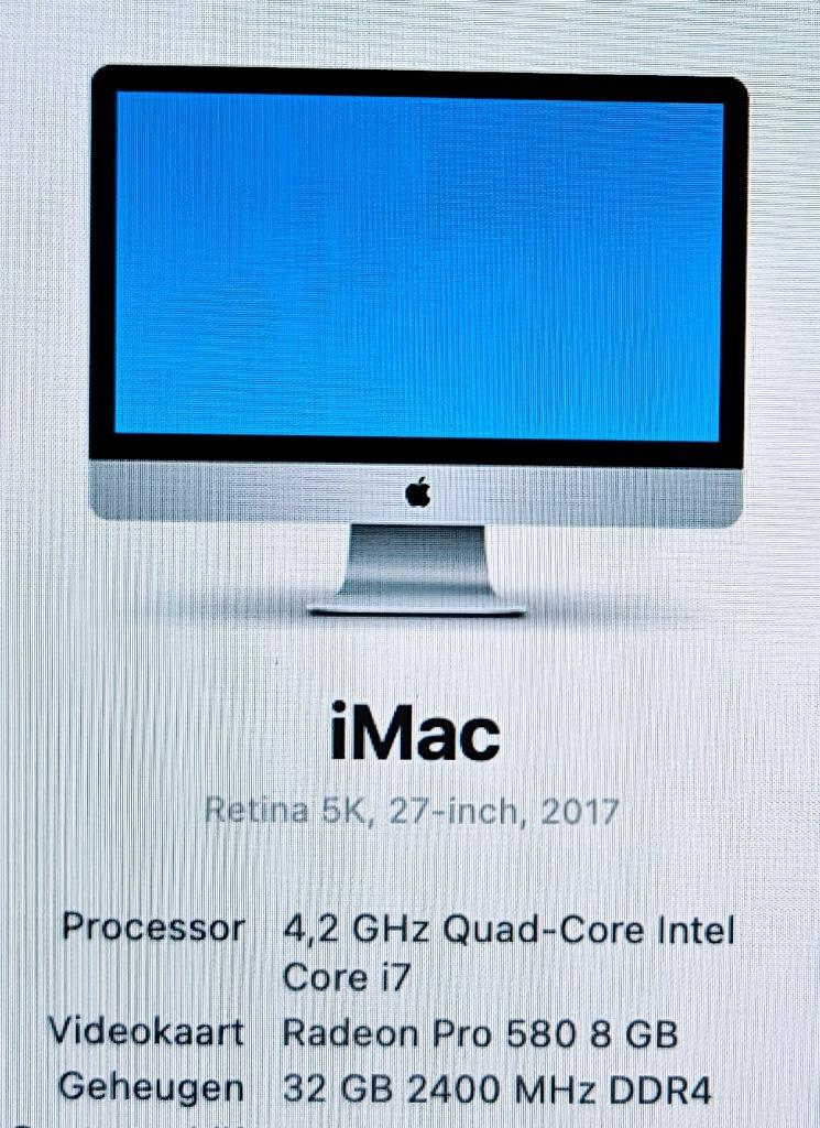 iMac 27" Retina 5k 2017 I7 32GB RAM + magic mouse + keyboard, Computers en Software, Apple Desktops, Ophalen, Gebruikt, 32 GB