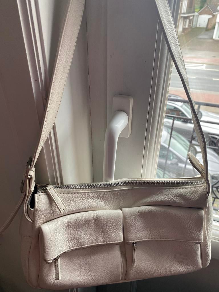 Handtas leder Crinkles 15 euro, Handtassen en Accessoires, Ophalen, Gebruikt, Wit, Handtas