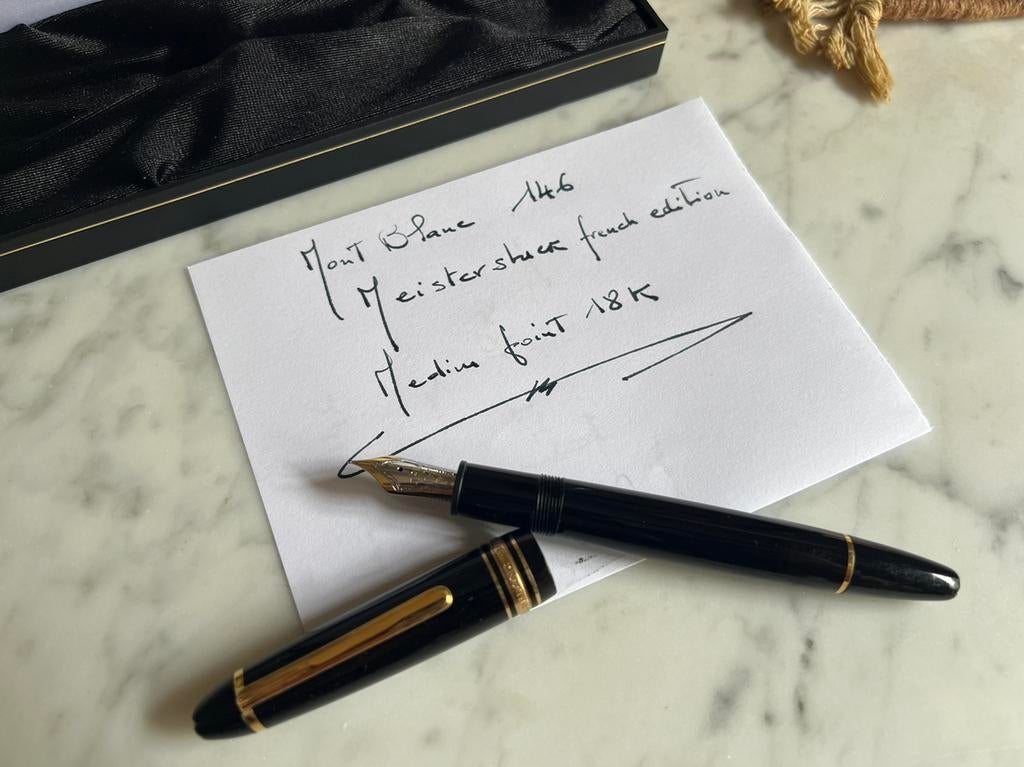Montblanc 146  18K medium punt vulpen french edition, Verzamelen, Ophalen of Verzenden, Zo goed als nieuw, Vulpen, Mont Blanc