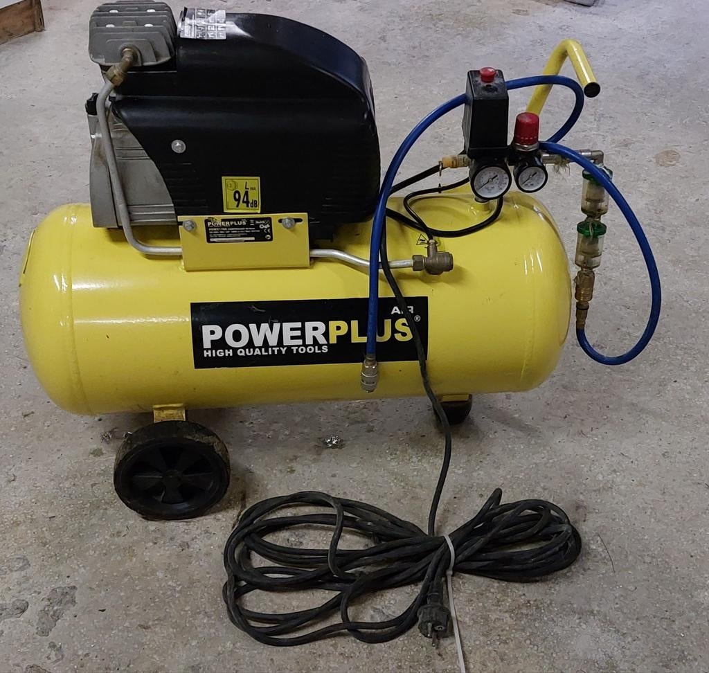 POWER PLUS POWX1760 - Compresor 1500w 50l, Bricolage & Construction, Compresseurs, Enlèvement, Utilisé