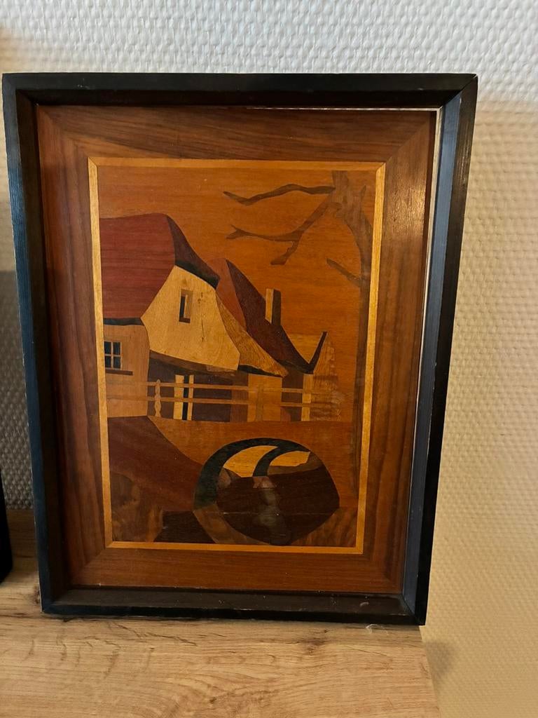 Antieke intarsienschilderijen 1920 - prijs per stuk, Antiek en Kunst, Ophalen